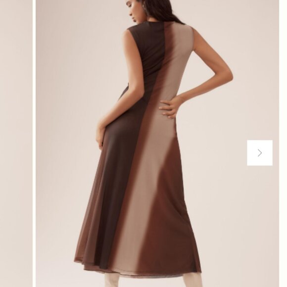 Anthropologie Sleeveless Cowl-Neck Mesh Midi Dress XXSP - Picture 2 of 7